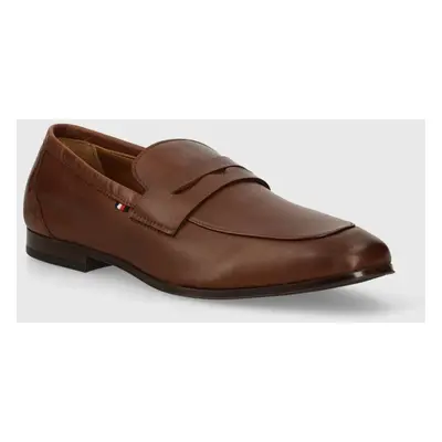 Tommy Hilfiger bőr mokaszin CASUAL LIGHT FLEXIBLE LTH LOAFER barna, férfi, FM0FM04989