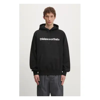 thisisneverthat pamut melegítőfelső T-Logo Hoodie fekete, férfi, nyomott mintás, kapucnis, TN243