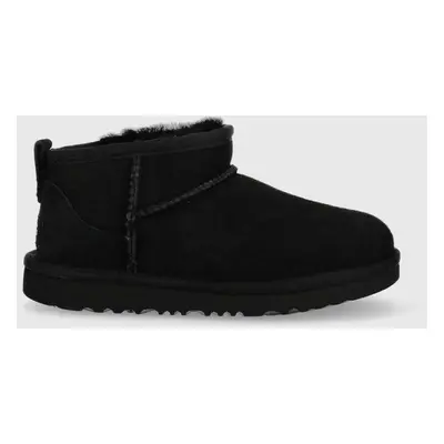 UGG gyerek hócipő velúrból Classic Ultra Mini fekete