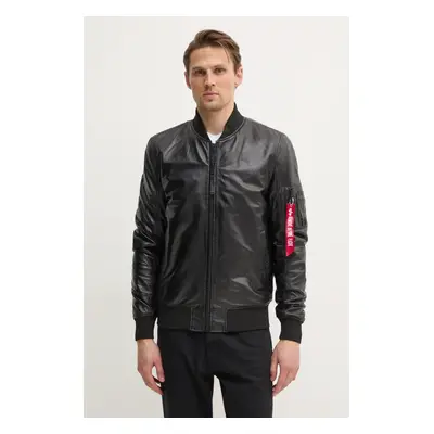 Alpha Industries bőr bomberdzseki MA-1 Leather férfi, fekete, átmeneti