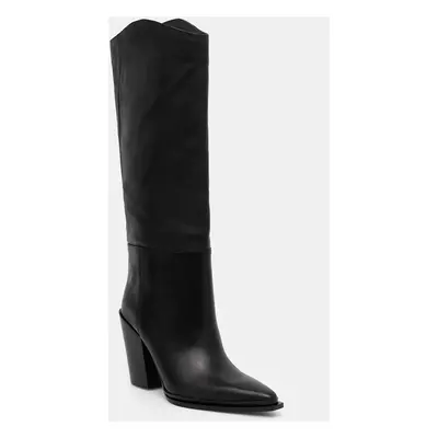 Steve Madden bőr csizma Bronty fekete, női, magassarkú, SM11003353