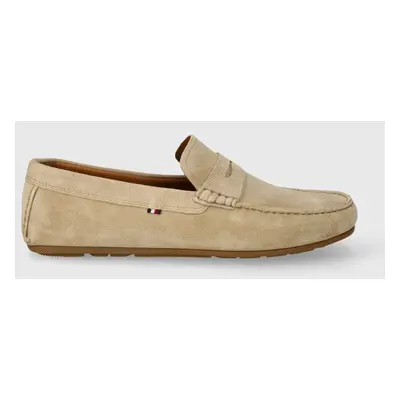 Tommy Hilfiger velúr mokaszin CASUAL SUEDE DRIVER bézs, férfi, FM0FM04998