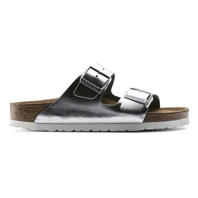 Birkenstock bőr papucs Arizona ezüst, női