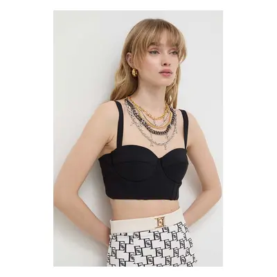 Elisabetta Franchi top női, fekete, TO01742E2