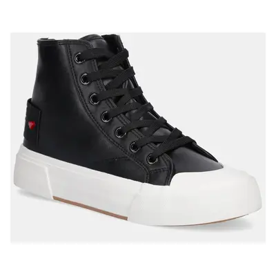 Love Moschino bőr sneaker fekete, női, JA15022G1MIA0000