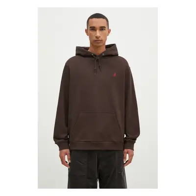 Gramicci pamut melegítőfelső One Point Hooded Sweatshirt barna, férfi, sima, kapucnis