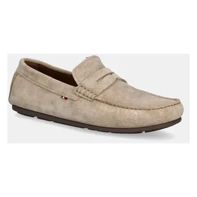 Tommy Hilfiger velúr mokaszin CASUAL SUEDE DRIVER bézs, férfi, FM0FM04998