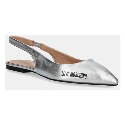 Love Moschino bőr balerina cipő ezüst, nyitott sarokkal, JA11021G1MIF0902