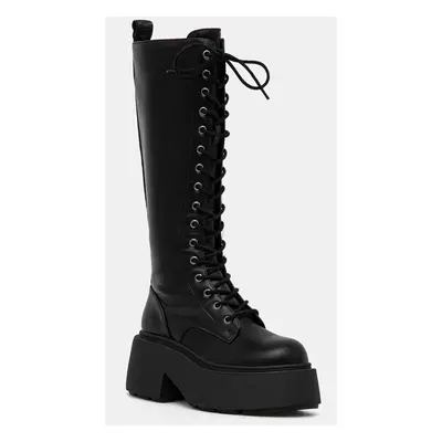 Buffalo csizma Vicious Lace Up Hi fekete, női, platformos, 1622482-BLK