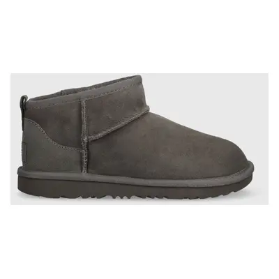 UGG gyerek hócipő velúrból KIDS CLASSIC ULTRA MINI szürke