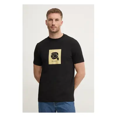 Karl Lagerfeld t-shirt fekete, férfi, nyomott mintás, 755460.551235