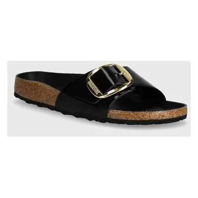 Birkenstock bőr papucs Madrid Big Buckle fekete, női