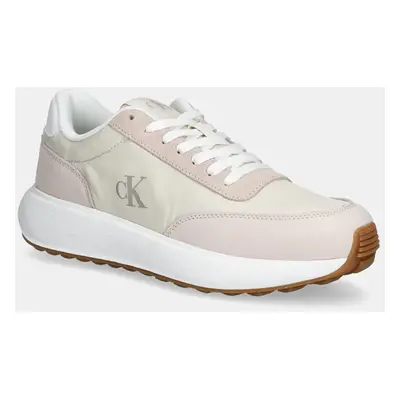 Calvin Klein Jeans sportcipő ATHLEISURE RUNNER LACEUP MIX WN bézs, YW0YW01774