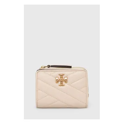 Tory Burch bőr pénztárca Kira Chevron Bi-Fold bézs, női, 153121.122