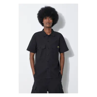 Stan Ray pamut ing Cpo Short Sleeve férfi, galléros, fekete, slim, SS2401963