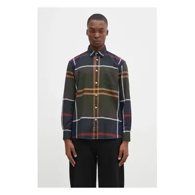 Barbour pamut ing Renford OS Tartan Shirt férfi, galléros, zöld, regular, MSH5514