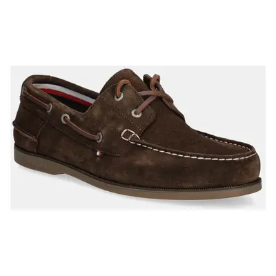 Tommy Hilfiger velúr mokaszin TH BOAT SHOE CORE SUEDE barna, férfi, FM0FM05387