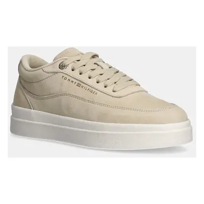 Tommy Hilfiger nubuk tornacipő MODERN COURT SNEAKER NUBUCK bézs, FW0FW08462