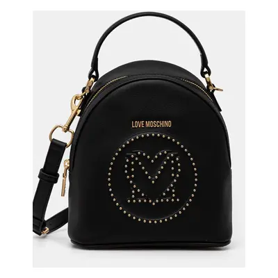 Love Moschino bőr hátizsák fekete, női, kis, nyomott mintás, JC4069PP1