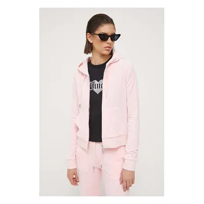 Juicy Couture felső Robertson rózsaszín, női, sima, kapucnis