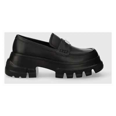 Tommy Jeans mokaszin TJW CHUNKY LOAFER fekete, női, platformos, EN0EN02504