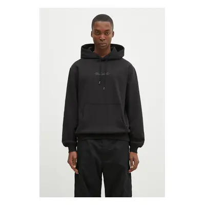 Maharishi pamut melegítőfelső Maharishi Organic Hooded Sweat fekete, férfi, nyomott mintás, kapu