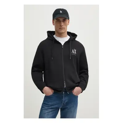 Armani Exchange felső fekete, férfi, nyomott mintás, kapucnis, XM000371 AF10818