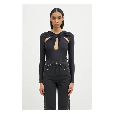 Coperni body Twisted Cut-Out Jersey Bodysuit fekete, női, sima, COPJS19545C