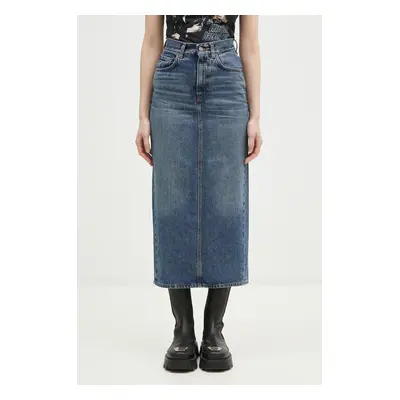 Fiorucci pamut farmerszoknya Denim Midi sötétkék, midi, ceruza fazonú, W01FPDSK176DN01DN02