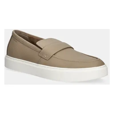 Calvin Klein bőr mokaszin MOCCASIN LTH UNLINED barna, férfi, HM0HM01813