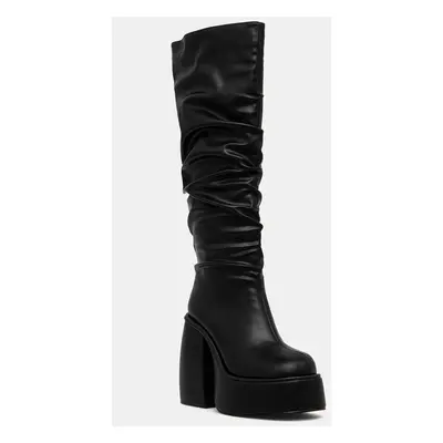 Buffalo csizma Heart Boot Hi fekete, női, magassarkú, 1220061-BLK