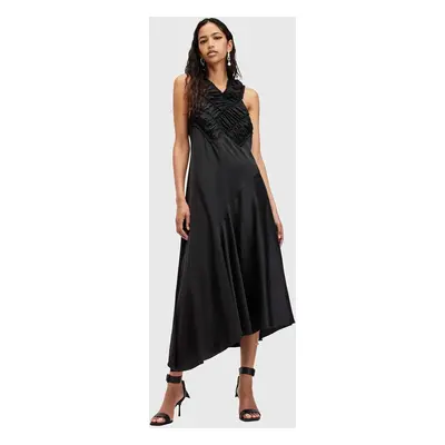 AllSaints ruha MAHREE DRESS fekete, midi, harang alakú, W064DC