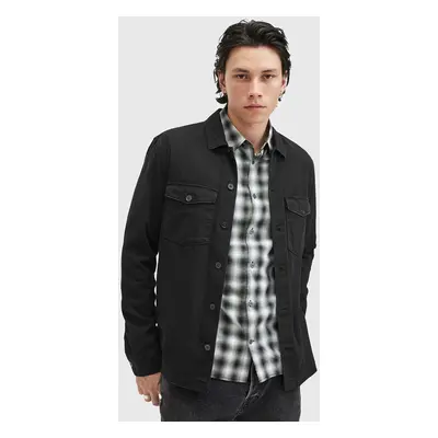 AllSaints pamut ing SPOTTER LS SHIRT férfi, galléros, fekete, slim, M154SB