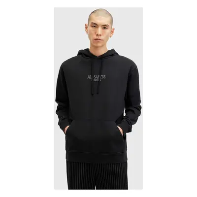 AllSaints pamut melegítőfelső BONES OTH HOODY fekete, férfi, sima, kapucnis, M005NB