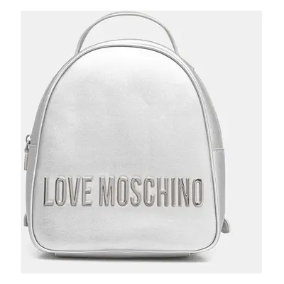 Love Moschino hátizsák ezüst, női, kis, nyomott mintás, JC4197PP1