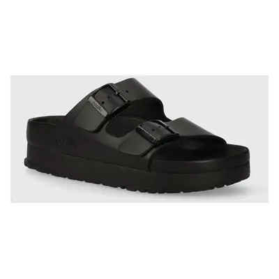 Birkenstock bőr papucs BIRKENSTOCK X PAPILLIO Arizona Platform Exq fekete, női, platformos