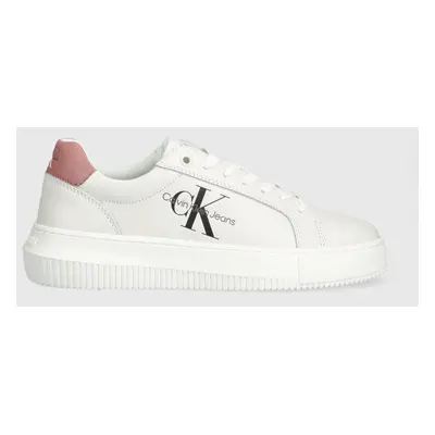 Calvin Klein Jeans bőr sportcipő YW0YW00823 CHUNKY CUPSOLE MONOLOGO W fekete