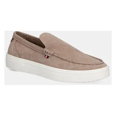 Tommy Hilfiger velúr mokaszin MODERN LIGHT HYBRID SUEDE LOAFER bézs, férfi, FM0FM05354