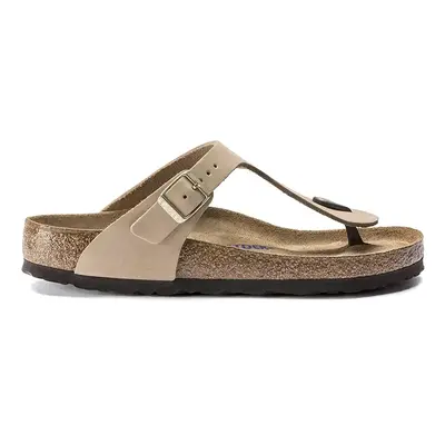 Birkenstock nubuk papucs Gizeh SFB bézs, lapos talpú