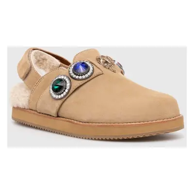 Kurt Geiger London papucs velúrból Octavia Casual Sling Mule bézs, női