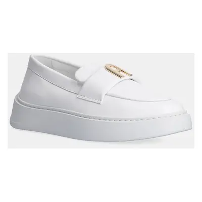 Furla bőr mokaszin Loafer fehér, női, platformos, YI08SPT BX3245 01B00