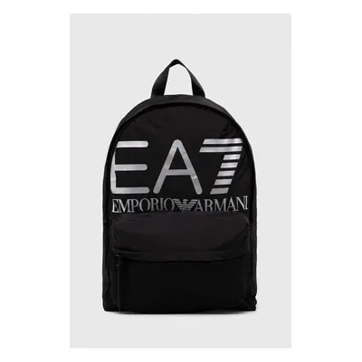 EA7 Emporio Armani hátizsák fekete, nagy, nyomott mintás