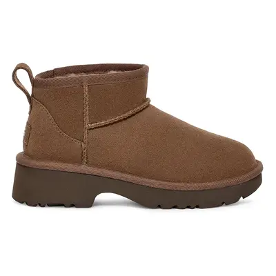 UGG gyerek hócipő velúrból KIDS CLASSIC ULTRA MINI NEW HEIGHTS barna, 1157732K