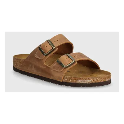 Birkenstock bőr papucs Arizona barna, férfi