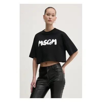 MSGM pamut póló női, fekete, 3841MDM100.257002