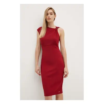 Calvin Klein ruha bordó, midi, egyenes, K20K207179