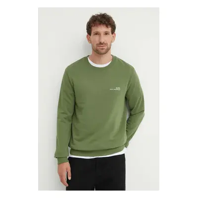 A.P.C. pamut melegítőfelső sweat item zöld, férfi, sima, COFBQ-H27608