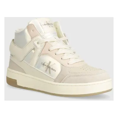 Calvin Klein Jeans sportcipő BASKET CUPSOLE HIGH MIX ML MTR bézs, YW0YW01489