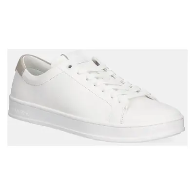 Calvin Klein bőr sportcipő LOW TOP LACE UP NU fehér, HM0HM01758