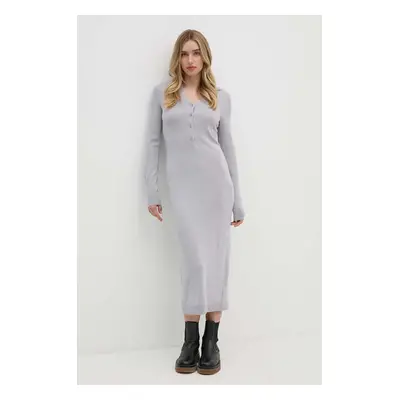 Calvin Klein gyapjú ruha szürke, midi, egyenes, K20K207219